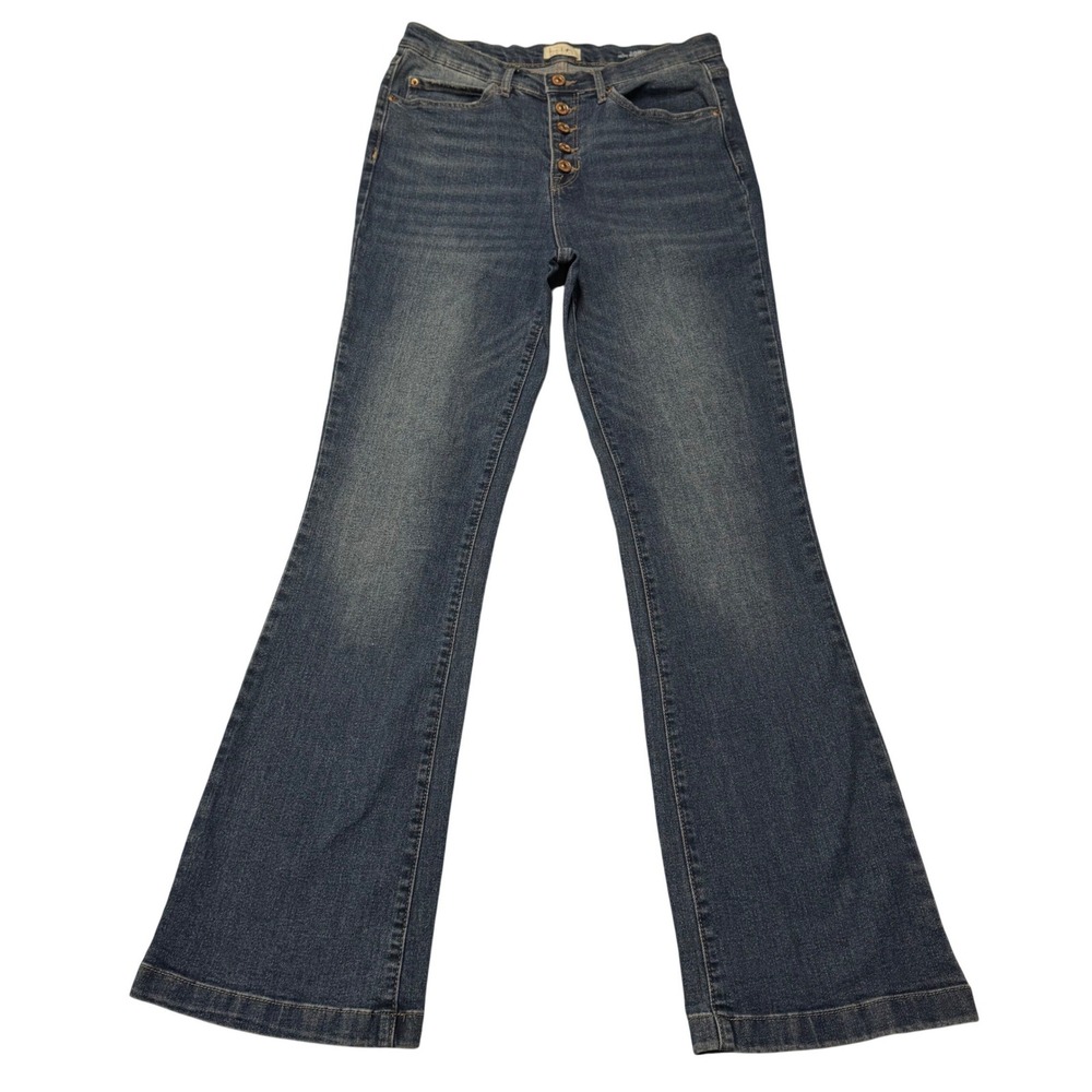 Nicole Miller Womens Soho High Rise Bootcut Jeans Medium Wash Button Fly Size 8